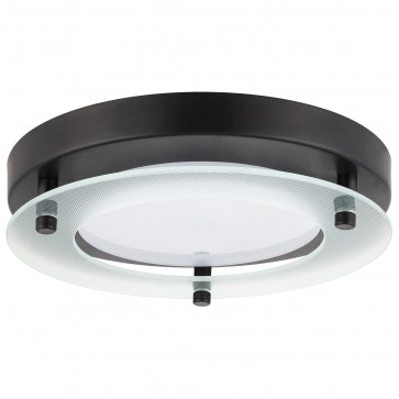 Sunlite 88677-SU LFX/FGF/17W/30K/8?/BK/2PK 17 Watts Round Shape 120 Volts 1200 Lumens Dimmable Metal & Glass Black Finish Integrated LED Indoor Surface Mount Decorative Fixtures Warm White 3000K